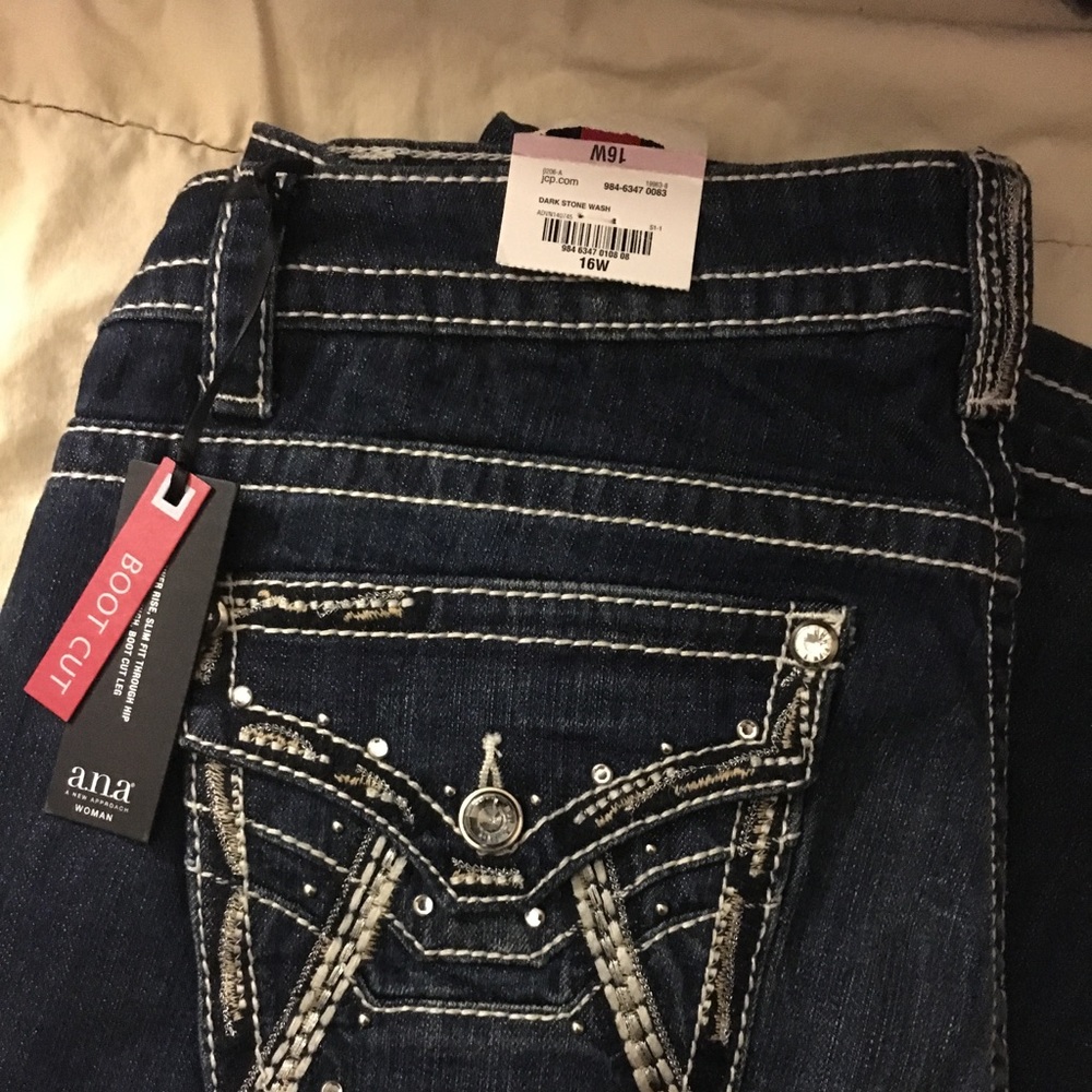 a.n.a. Dark Wash Boot Cut Jeans 16W NWT